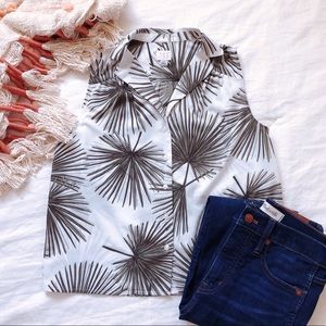A New Day Palm Print Sleeveless Blouse